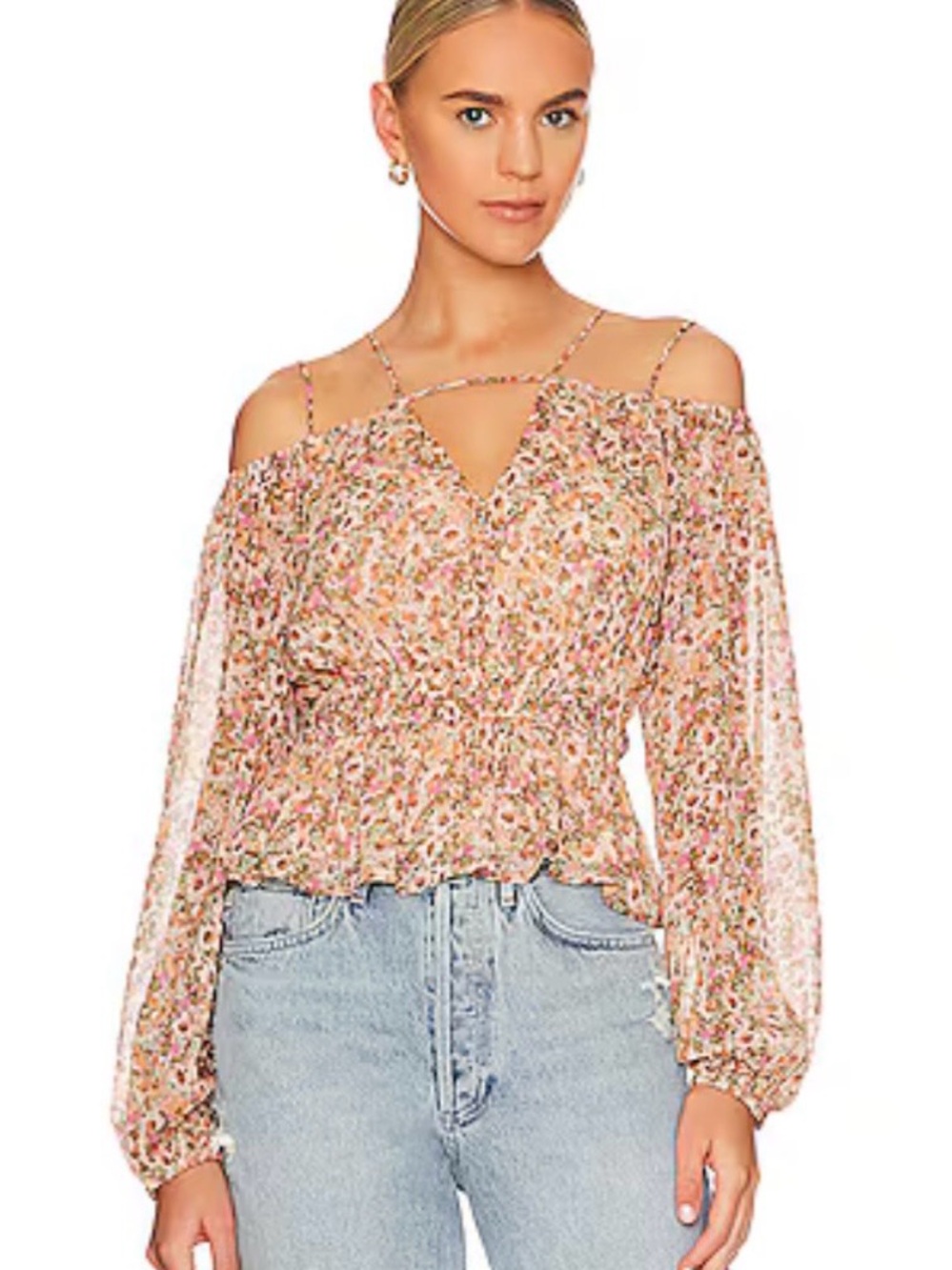Revolve ASTR the label hart top in olive and peach floral size L NWT